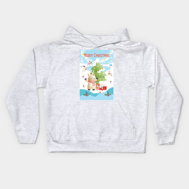 Merry Christmas Kids Hoodie by Athikan